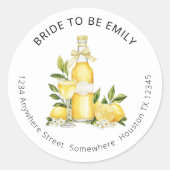 Limoncello Bride to Be Name Retouradres Ronde Sticker (Voorkant)