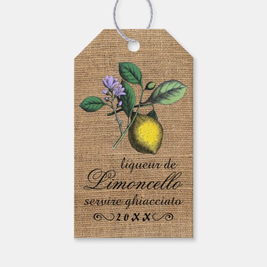  Limoncello Burlap Look Bottle Hang Label | Cadeaulabel (Voorkant)