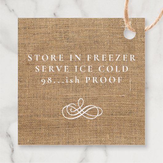 Limoncello burlap look rustiek land bedankjes labels (Achterkant)