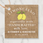 Limoncello burlap look rustiek land bedankjes labels (Voorkant)