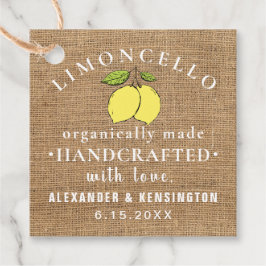 Limoncello burlap look rustiek land bedankjes labels
