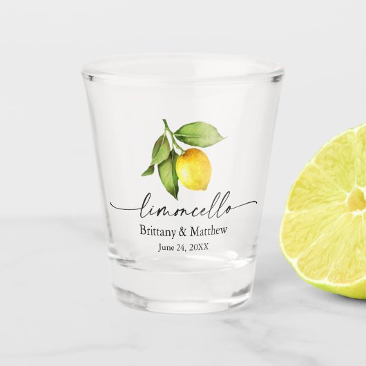 Limoncello Calligraphy Ink Waterverf Lemon Shot Glas (Voorkant)
