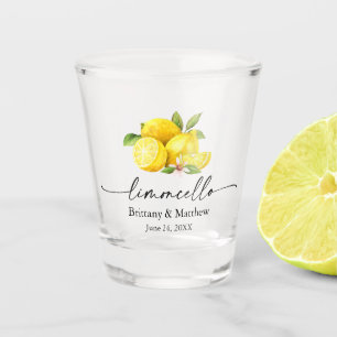 Limoncello Calligraphy Ink Waterverf Lemons Shot Glas