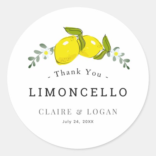 Limoncello citroen bloemenbruiloft dank u ronde sticker (Voorkant)