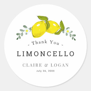 Limoncello citroen bloemenbruiloft dank u ronde sticker
