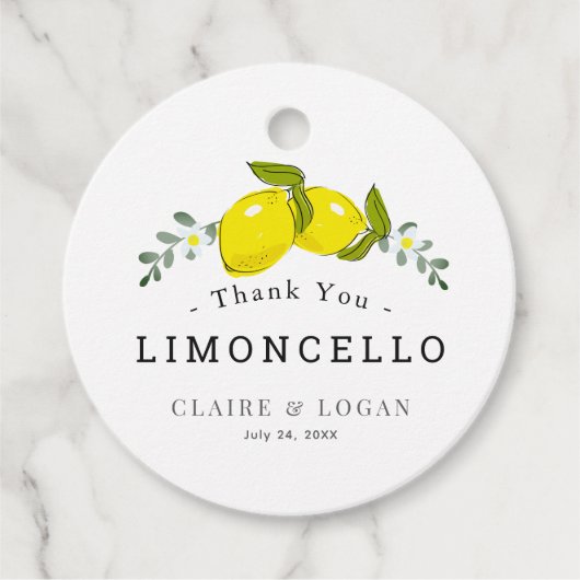 Limoncello Citroen Bloemige Bruiloft Bedankjes Labels (Voorkant)