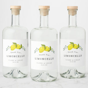 Limoncello Citroen Citrus Bloemen Bruiloft Likeurfles Etiket