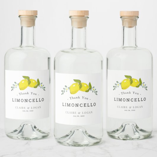 Limoncello Citroen Citrus Bloemen Bruiloft Likeurfles Etiket (Flessen)