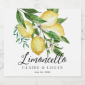 Limoncello Citroen Citrus Bloemen Bruiloft Likeurfles Etiket (Enkel label)