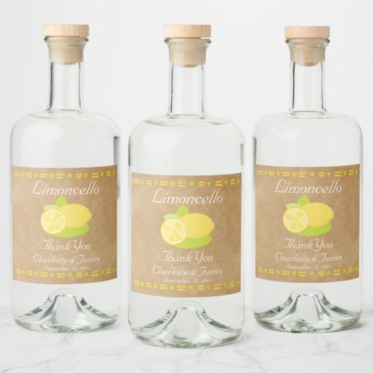 Limoncello citroen fruit gepersonaliseerd dank u likeurfles etiket (Flessen)
