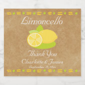 Limoncello citroen fruit gepersonaliseerd dank u likeurfles etiket (Enkel label)
