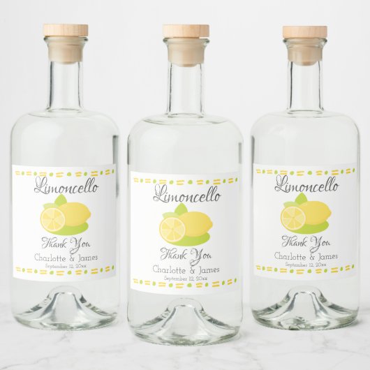 Limoncello citroen fruit gepersonaliseerd dank u likeurfles etiket (Flessen)