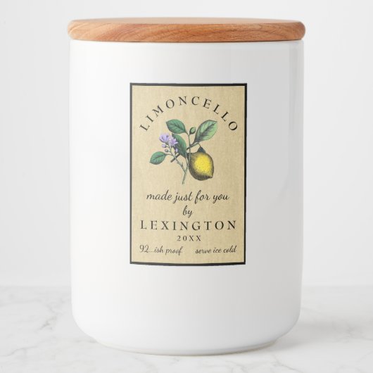 Limoncello  Citroen Illustratie Voedselcontainer Etiket (Voorkant)