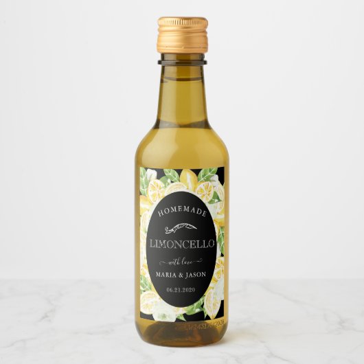 Limoncello citroenboom gunst mini fles label wijn etiket (Voorkant)