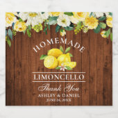 Limoncello citroenen Bloemen Hout Likeurfles Etiket (Enkel label)