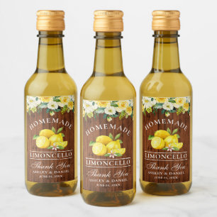 Limoncello Citroenen Bloemen Houten Mini Flessenet Wijn Etiket