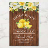 Limoncello Citroenen Bloemen Houten Mini Flessenet Wijn Etiket (Enkel label)