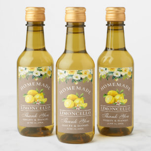 Limoncello Citroenen Bloemen Kraft Mini Flesetiket Wijn Etiket
