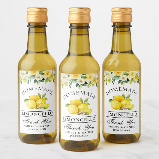 Limoncello Citroenen Bloemen Mini Fles Etiketten (Flessen)