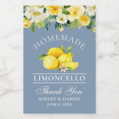 Limoncello Citroenen Bloemen Stoffig Blauw Mini Wijn Etiket (Enkel label)