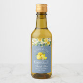 Limoncello Citroenen Bloemen Stoffig Blauw Mini Wijn Etiket (Voorkant)