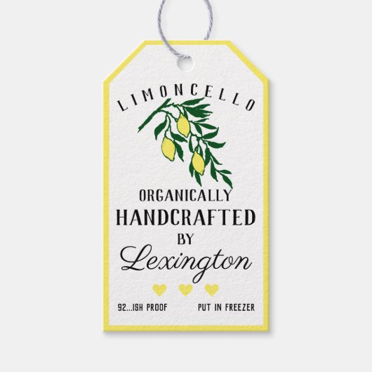 Limoncello citroenen op een tak fles hangen Label  Cadeaulabel (Voorkant)
