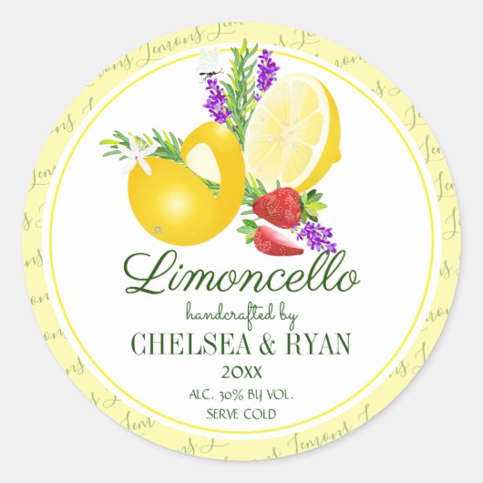 Limoncello citroenen ronde sticker (Voorkant)