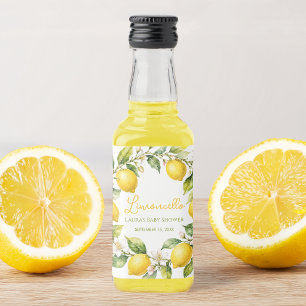 Limoncello Citroenen Waterverf Baby Shower Favor Likeurfles Etiket