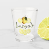 Limoncello Elegant Script Waterverf Lemon Shot Glas (Voorkant)