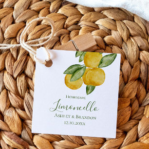 Limoncello flaconetiket, Waterverf van de kleine d Bedankjes Labels