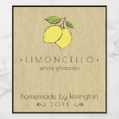 Limoncello flesetiket met tekening van citroenen | wijn etiket (Enkel label)