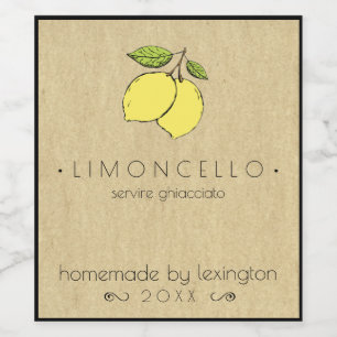 Limoncello flesetiket met tekening van citroenen   wijn etiket