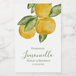 Limoncello Fleslabel, Schattige Citroen Waterverf Voedselcontainer Etiket