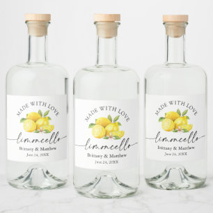 Limoncello gemaakt met Liefde Waterverf Lemons Likeurfles Etiket