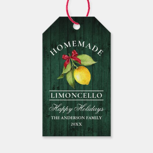 Limoncello Groen Hout Print Vakantie Cadeaulabel (Voorkant)