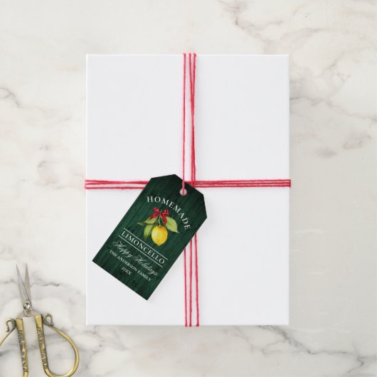 Limoncello Groen Hout Print Vakantie Cadeaulabel (Met Touw)
