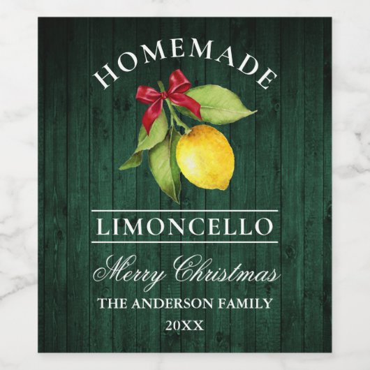 Limoncello Groen Houten Flesetiket van de Kerstmis Wijn Etiket (Enkel label)