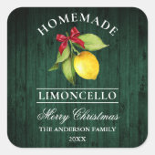 Limoncello Groen Houten Print Kerstmis Vierkante Sticker (Voorkant)