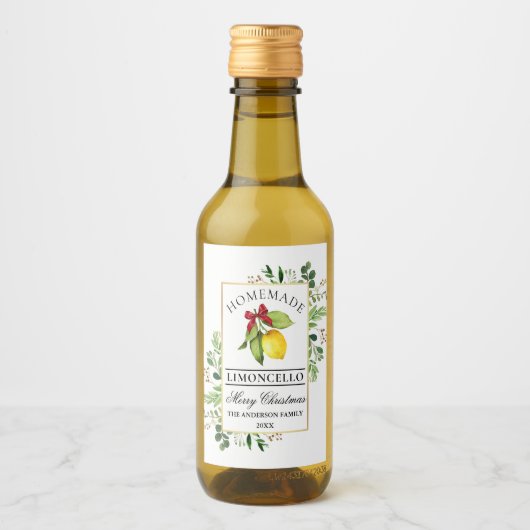 Limoncello Groen Kerstmis Mini Fles Labels Wijn Etiket (Voorkant)