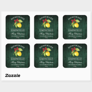 Limoncello Groene Hout Print Kerstmis Vierkante Sticker