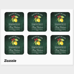Limoncello groene houten print kerst vierkante sticker