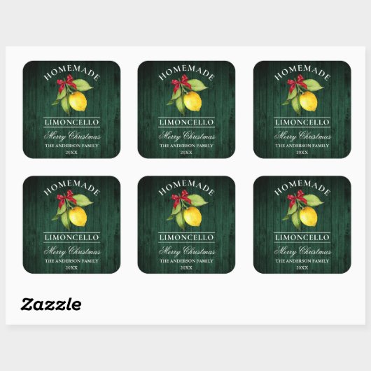 Limoncello groene houten print kerst vierkante sticker (Vel)
