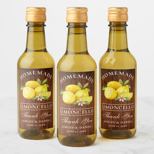 Limoncello houten Bedankt Mini flesetiketten Wijn Etiket (Flessen)