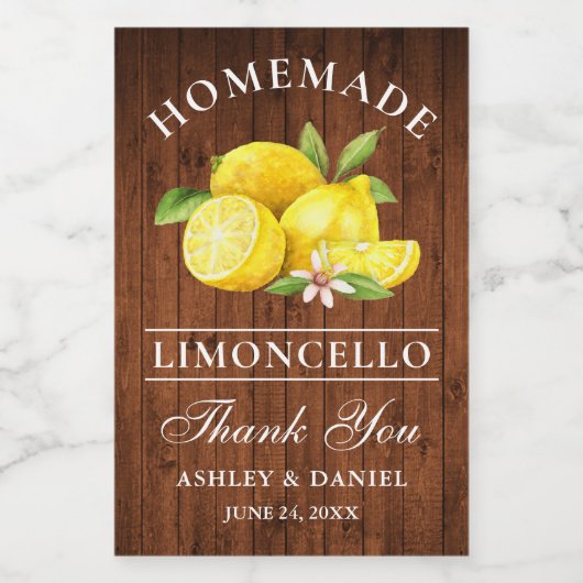 Limoncello houten Bedankt Mini flesetiketten Wijn Etiket (Enkel label)