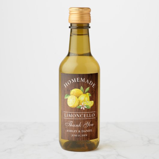 Limoncello houten Bedankt Mini flesetiketten Wijn Etiket (Voorkant)