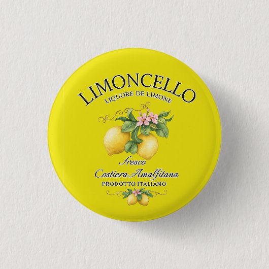 Limoncello Italië Amalfikust Ronde Button 3,2 Cm (Voorkant)