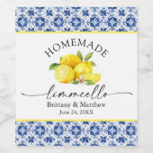 Limoncello kalligrafie Waterverf Citroenen Blauw T Wijn Etiket (Enkel label)