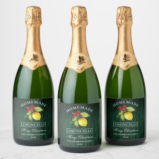 Limoncello Kerst Groen Houten Flessenetiket Sparkling Wijnetiket (Flessen)