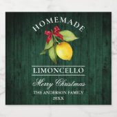 Limoncello Kerst Groen Houten Flessenetiket Sparkling Wijnetiket (Enkel label)