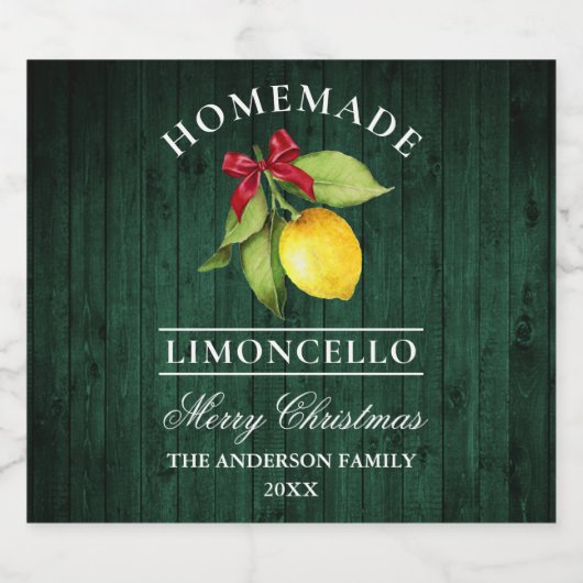 Limoncello Kerst Groen Houten Flessenetiket Sparkling Wijnetiket (Enkel label)
